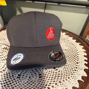4/$16 Men’s Flex Fit S/M Gray Baseball Cap with Red Logo NWT